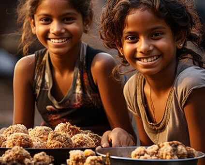Feed nutritions meals to a poor rural child